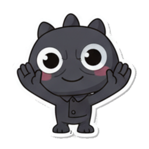 Shy monster with raised hands, feeling embarrassed. Chibi Dark Monster Daily sticker for expressive chats and social replies.