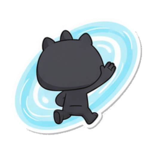 Energetic monster spinning or running in a blue swirl. Chibi Dark Monster Daily sticker for expressive chats and social replies.