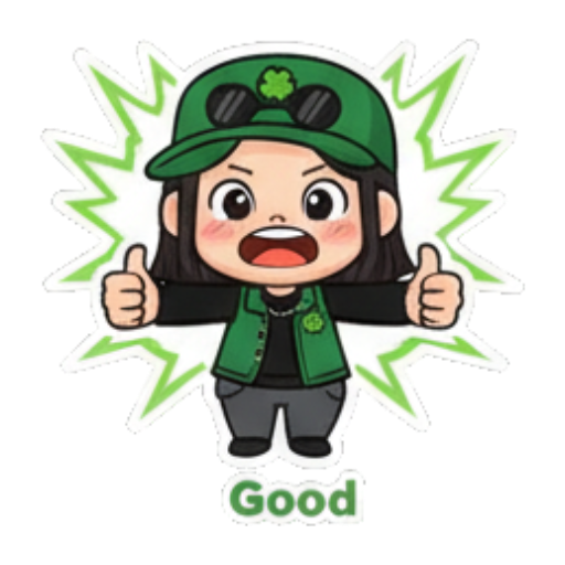 竖起大拇指表示好 Green Clover Girl Expressive sticker for expressive chats and social replies.