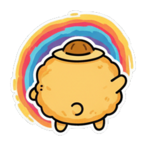 彩虹环绕好心情 Fluffy Bun's Daily Moods sticker for expressive chats and social replies.