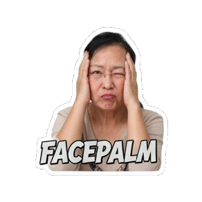 阿姨抱头沮丧Facepalm。 Real Human Emotion Stickers sticker for expressive chats and social replies.