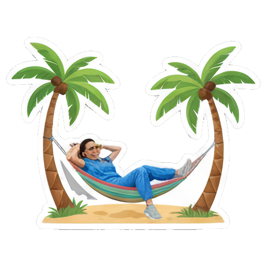 Nurse relaxing in hammock. Doctor's Beach Holiday sticker for expressive chats and social replies.
