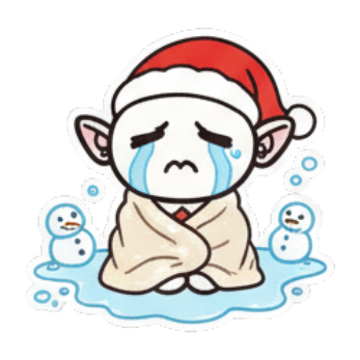 裹着毯子流泪的精灵 Chibi Christmas Elf sticker for expressive chats and social replies.