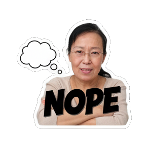 女性摇头拒绝Nope。 Real Human Emotion Stickers sticker for expressive chats and social replies.