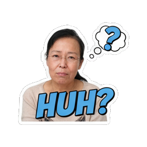 熟女皱眉疑惑Huh? Real Human Emotion Stickers sticker for expressive chats and social replies.