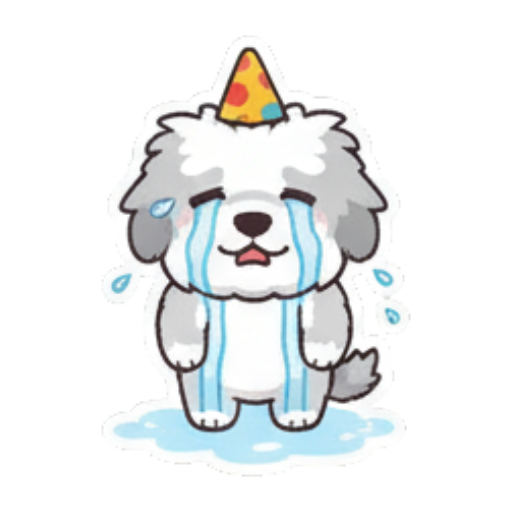 伤心小狗泪流满面 Cute Fluffy Dog Stickers sticker for expressive chats and social replies.