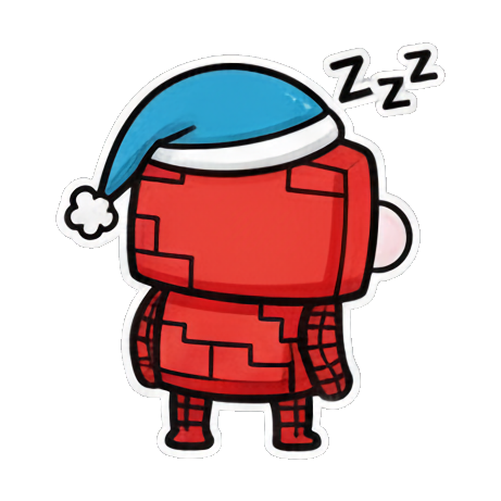 机器人戴睡帽呼呼大睡 Red Robot Emoticons sticker for expressive chats and social replies.
