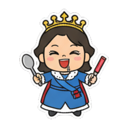 女王拿勺叉准备吃 萌系女王日常表情包 sticker for expressive chats and social replies.