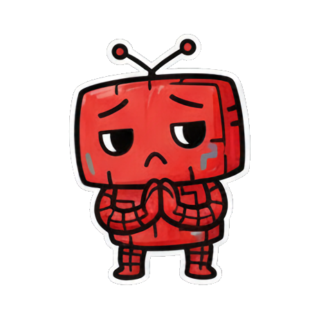 机器人双手合十表示抱歉 Red Robot Emoticons sticker for expressive chats and social replies.