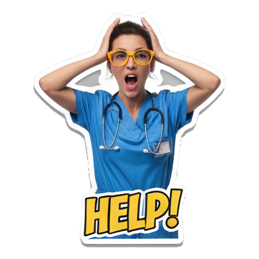 动态姿势与生动表情。 Medical Pro Emotions sticker for expressive chats and social replies.