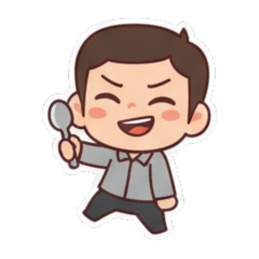 手拿勺子开心用餐 Chibi Guy Daily Expressions sticker for expressive chats and social replies.