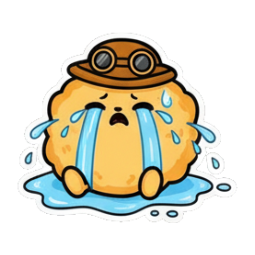 Hungry, holding fork and spoon. Steampunk Fluffball Adventures sticker for expressive chats and social replies.