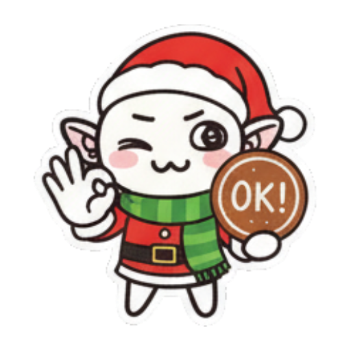 比OK手势的圣诞小助手 Chibi Christmas Elf sticker for expressive chats and social replies.