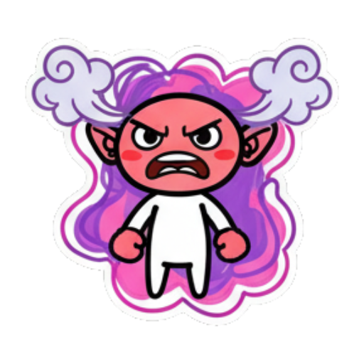 愤怒冒烟的红色精灵 Chibi Elf Expressive Pack sticker for expressive chats and social replies.