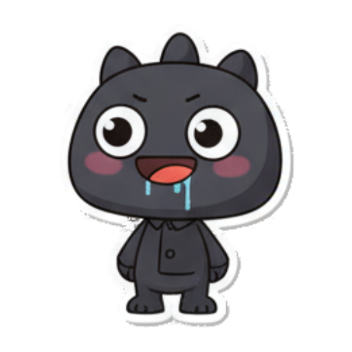 Drooling monster, craving food or excited. Chibi Dark Monster Daily sticker for expressive chats and social replies.