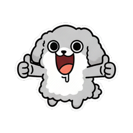 小狗竖起大拇指点赞 Fluffy Doggy Daily Moods sticker for expressive chats and social replies.
