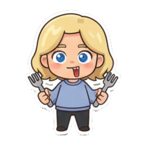 可爱角色手持刀叉想吃 Blonde Chibi Daily Moods sticker for expressive chats and social replies.