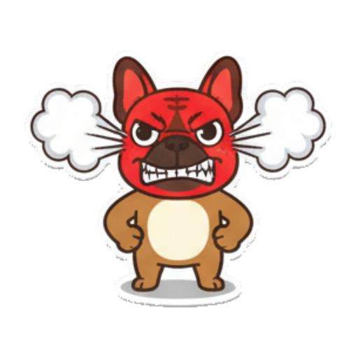 Crying dog, big puddle of tears. French Bulldog Fun sticker for expressive chats and social replies.