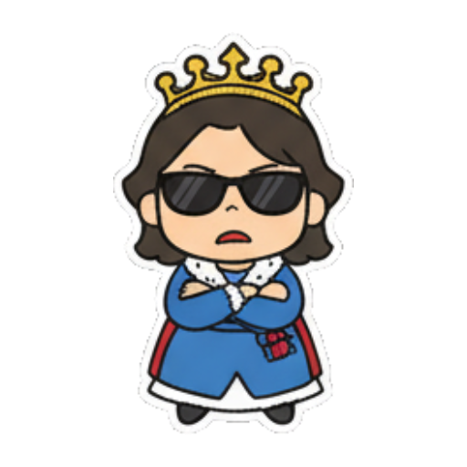 女王戴墨镜耍酷 萌系女王日常表情包 sticker for expressive chats and social replies.