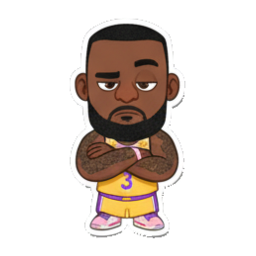 Annoyed man with crossed arms Chibi Basketball Star sticker for expressive chats and social replies.