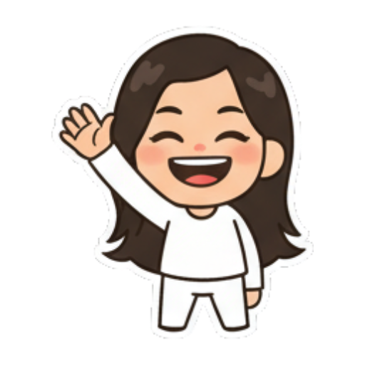 女孩开心挥手打招呼 Chibi Girl Daily Emotions sticker for expressive chats and social replies.