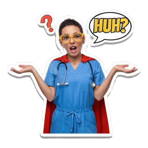 幽默且贴近生活的医护贴纸。 Medical Pro Emotions sticker for expressive chats and social replies.