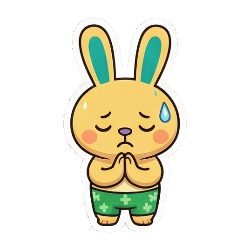 兔兔双手合十流汗紧张 Summer Bunny Adventures sticker for expressive chats and social replies.
