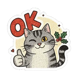 点赞OK的条纹猫 Vintage Tabby Cat Moods sticker for expressive chats and social replies.