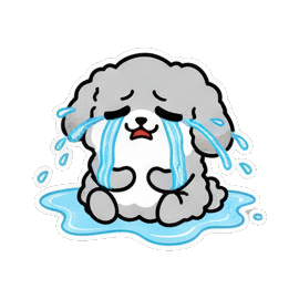 小狗伤心流泪哭泣 Fluffy Doggy Daily Moods sticker for expressive chats and social replies.