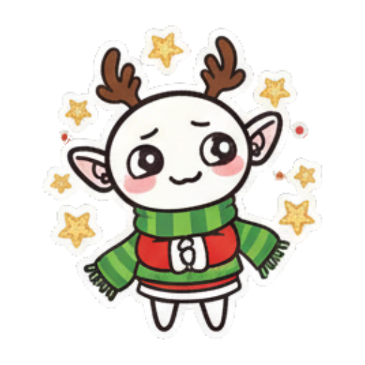 头戴鹿角星星眼 Chibi Christmas Elf sticker for expressive chats and social replies.