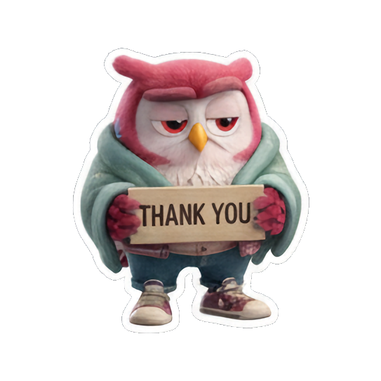 猫头鹰举牌感谢你 Christmas Owl Fun sticker for expressive chats and social replies.
