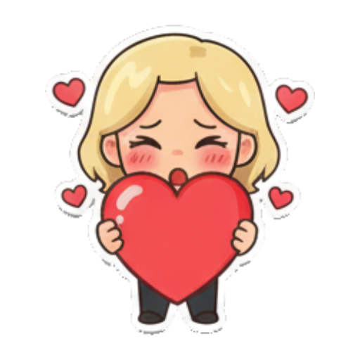 可爱人物捧爱心示爱 Blonde Chibi Daily Moods sticker for expressive chats and social replies.
