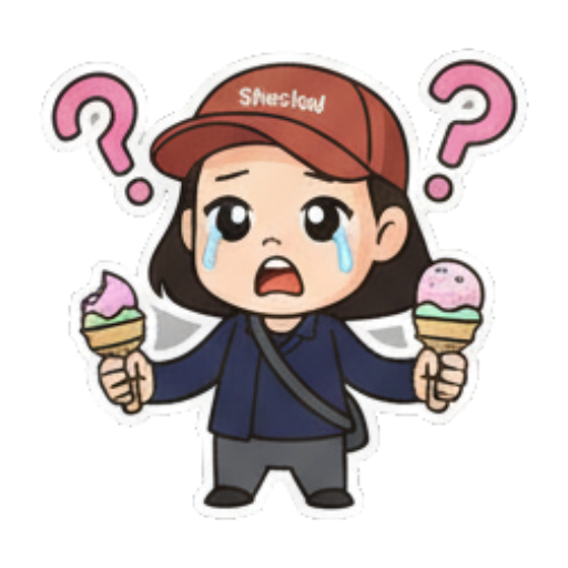 女孩疑惑吃冰淇淋 Chibi Ice Cream Girl sticker for expressive chats and social replies.