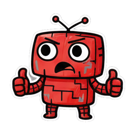 机器人竖起大拇指点赞 Red Robot Emoticons sticker for expressive chats and social replies.