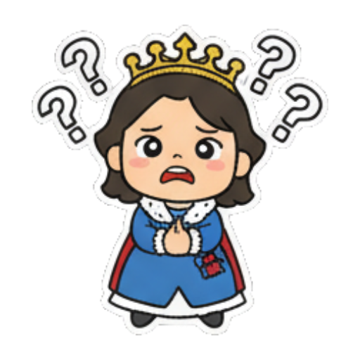 女王满头问号疑惑 萌系女王日常表情包 sticker for expressive chats and social replies.