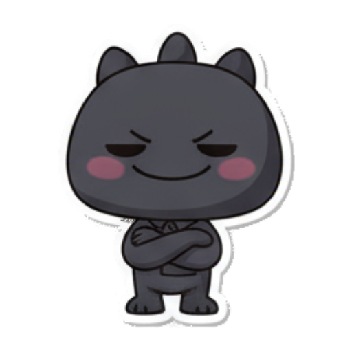 Annoyed dark creature with arms crossed. Chibi Dark Monster Daily sticker for expressive chats and social replies.