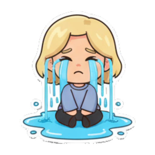 卡通角色泪流满面 Blonde Chibi Daily Moods sticker for expressive chats and social replies.