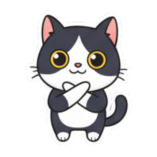 沉思的黑白猫 Cute Tuxedo Cat Expressions sticker for expressive chats and social replies.