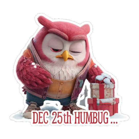 抱怨圣诞节的猫头鹰 Christmas Owl Fun sticker for expressive chats and social replies.