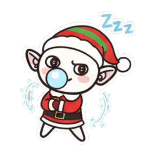 吹着泡泡糖打瞌睡 Chibi Christmas Elf sticker for expressive chats and social replies.