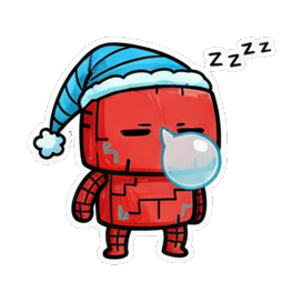 小电视戴睡帽睡 Red Robot Expressive Stickers sticker for expressive chats and social replies.