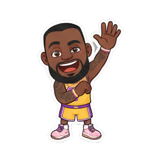 Waving hello with a big smile Chibi LeBron James Stickers sticker for expressive chats and social replies.