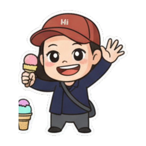 女孩挥手打招呼 Chibi Ice Cream Girl sticker for expressive chats and social replies.