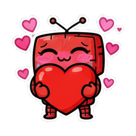小电视比心示爱 Red Robot Expressive Stickers sticker for expressive chats and social replies.
