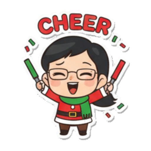 Cheerful girl celebrating with confetti. Chibi Santa Girl Stickers sticker for expressive chats and social replies.