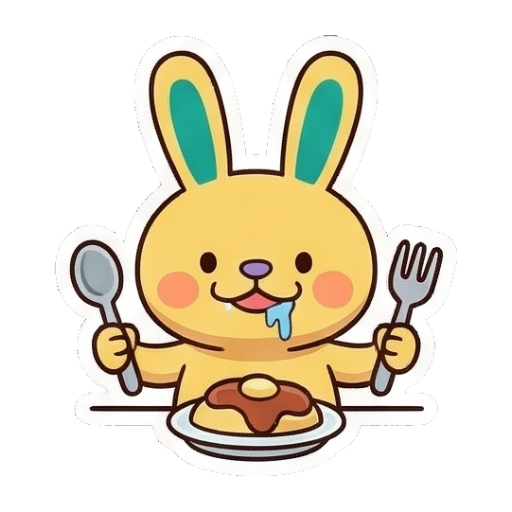 拿刀叉吃饭的兔子 Chibi Ghibli Rabbit Stickers sticker for expressive chats and social replies.