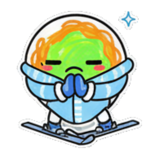 滑雪角色双手合十祈祷 Skiing Green Blob Stickers sticker for expressive chats and social replies.