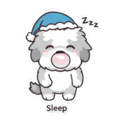 戴睡帽小狗打瞌睡 Cute Fluffy Dog Stickers sticker for expressive chats and social replies.