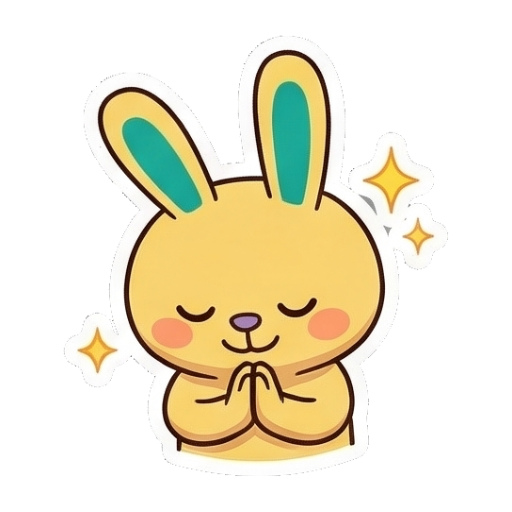 双手合十祈祷的兔子 Chibi Ghibli Rabbit Stickers sticker for expressive chats and social replies.