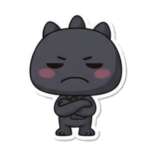 Angry monster frowning intensely. Chibi Dark Monster Daily sticker for expressive chats and social replies.